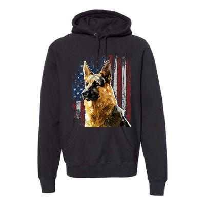 Patriotic German Shepherd American Flag Dog Gift Men Women Premium Hoodie