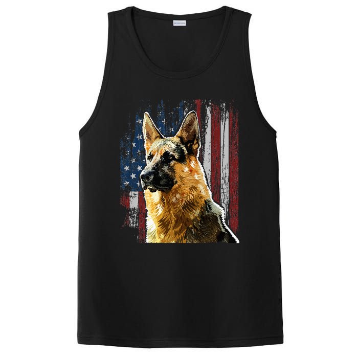 Patriotic German Shepherd American Flag Dog Gift Men Women PosiCharge Competitor Tank