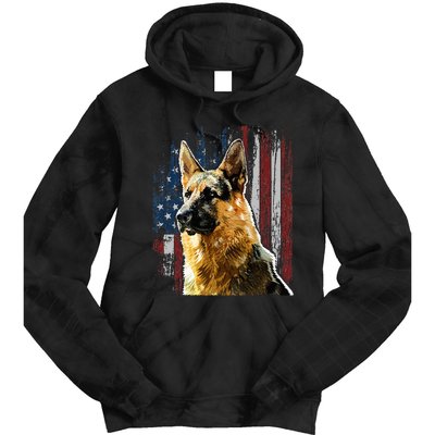 Patriotic German Shepherd American Flag Dog Gift Men Women Tie Dye Hoodie