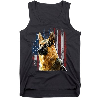 Patriotic German Shepherd American Flag Dog Gift Men Women Tank Top