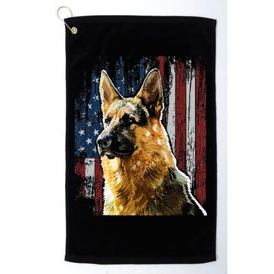 Patriotic German Shepherd American Flag Dog Gift Men Women Golf Towel