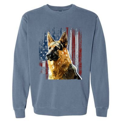 Patriotic German Shepherd American Flag Dog Gift Men Women Garment-Dyed Sweatshirt