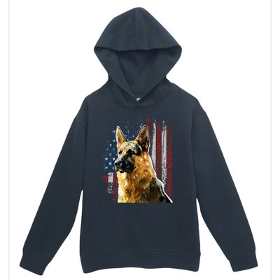 Patriotic German Shepherd American Flag Dog Gift Men Women Urban Pullover Hoodie