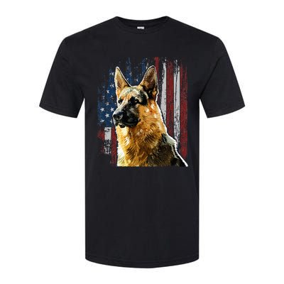 Patriotic German Shepherd American Flag Dog Gift Men Women Softstyle CVC T-Shirt