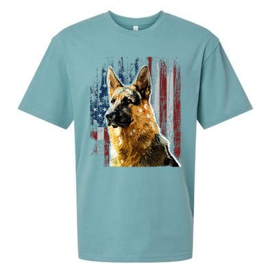 Patriotic German Shepherd American Flag Dog Gift Men Women Sueded Cloud Jersey T-Shirt