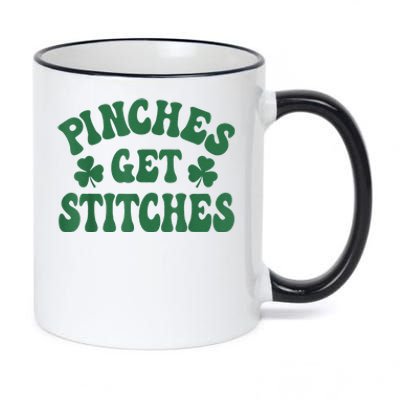 Pinches Get Stitches Shamrock Funny St. Patrick's Day 11oz Black Color Changing Mug