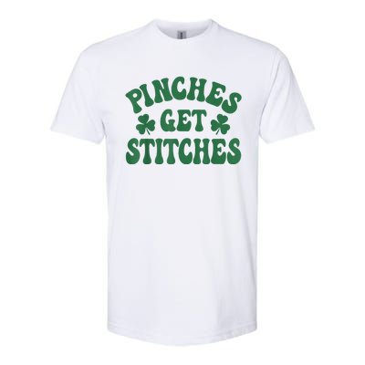 Pinches Get Stitches Shamrock Funny St. Patrick's Day Softstyle CVC T-Shirt