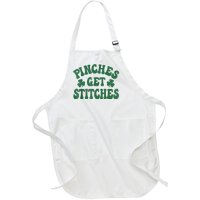 Pinches Get Stitches Shamrock Funny St. Patrick's Day Full-Length Apron With Pockets