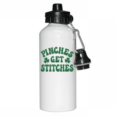 Pinches Get Stitches Shamrock Funny St. Patrick's Day Aluminum Water Bottle