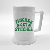 Pinches Get Stitches Shamrock Funny St. Patrick's Day Beer Stein