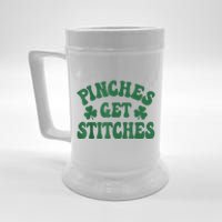 Pinches Get Stitches Shamrock Funny St. Patrick's Day Beer Stein