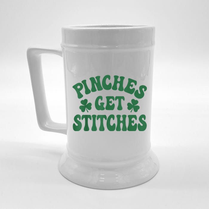 Pinches Get Stitches Shamrock Funny St. Patrick's Day Beer Stein