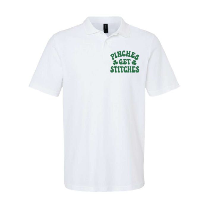 Pinches Get Stitches Shamrock Funny St. Patrick's Day Softstyle Adult Sport Polo