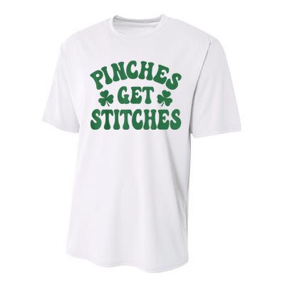 Pinches Get Stitches Shamrock Funny St. Patrick's Day Performance Sprint T-Shirt