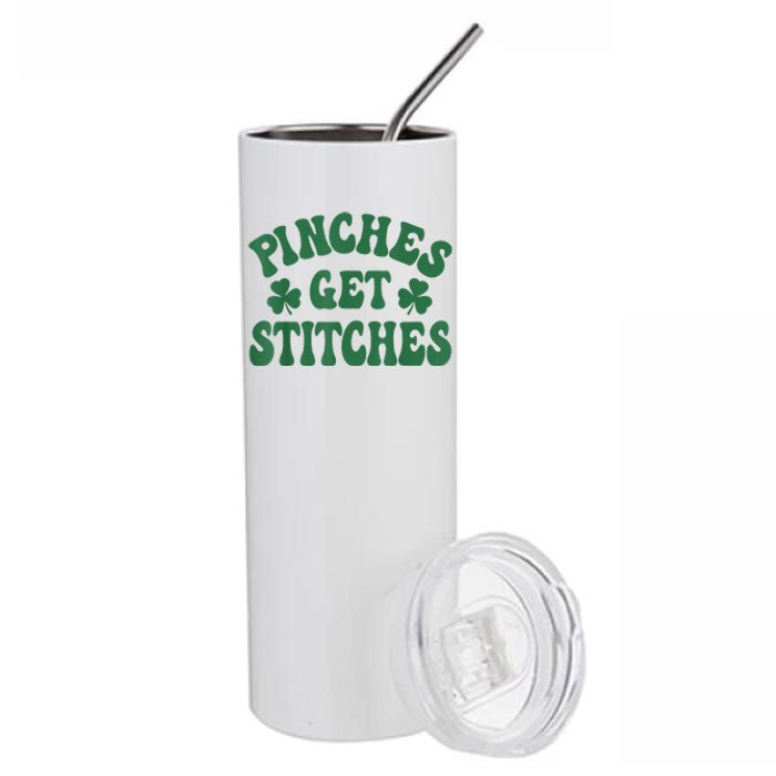 Pinches Get Stitches Shamrock Funny St. Patrick's Day Stainless Steel Tumbler