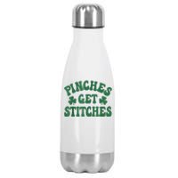 Pinches Get Stitches Shamrock Funny St. Patrick's Day Stainless Steel Insulated Water Bottle