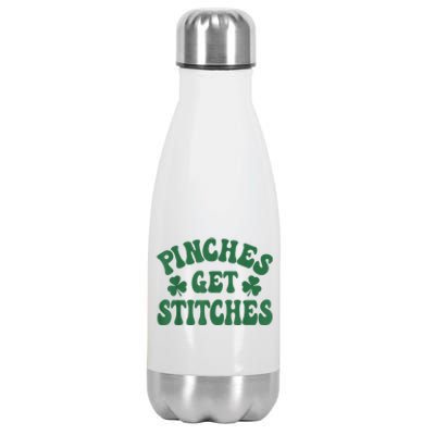 Pinches Get Stitches Shamrock Funny St. Patrick's Day Stainless Steel Insulated Water Bottle