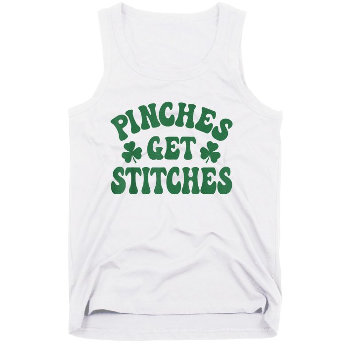 Pinches Get Stitches Shamrock Funny St. Patrick's Day Tank Top