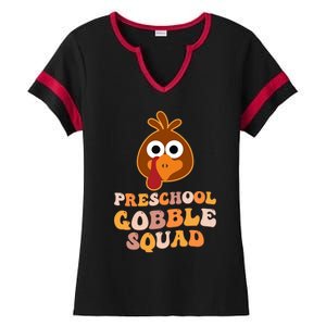 Preschool Gobble Squad Turkey Happy Thanksgiving Gift Ladies Halftime Notch Neck Tee