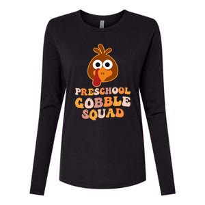 Preschool Gobble Squad Turkey Happy Thanksgiving Gift Womens Cotton Relaxed Long Sleeve T-Shirt