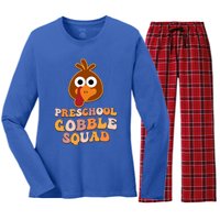 Preschool Gobble Squad Turkey Happy Thanksgiving Gift Women's Long Sleeve Flannel Pajama Set 