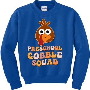 Preschool Gobble Squad Turkey Happy Thanksgiving Gift Kids Sweatshirt