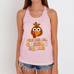 Preschool Gobble Squad Turkey Happy Thanksgiving Gift Women's Knotted Racerback Tank