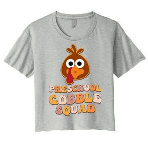 Preschool Gobble Squad Turkey Happy Thanksgiving Gift Women's Crop Top Tee