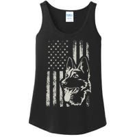 Patriotic German Shepherd AMERICAN FLAG 4th Of July Shepherd Ladies Essential Tank