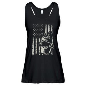 Patriotic German Shepherd AMERICAN FLAG 4th Of July Shepherd Ladies Essential Flowy Tank