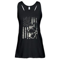 Patriotic German Shepherd AMERICAN FLAG 4th Of July Shepherd Ladies Essential Flowy Tank