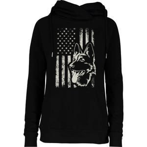 Patriotic German Shepherd AMERICAN FLAG 4th Of July Shepherd Womens Funnel Neck Pullover Hood