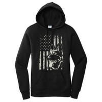 Patriotic German Shepherd AMERICAN FLAG 4th Of July Shepherd Women's Pullover Hoodie