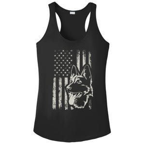 Patriotic German Shepherd AMERICAN FLAG 4th Of July Shepherd Ladies PosiCharge Competitor Racerback Tank