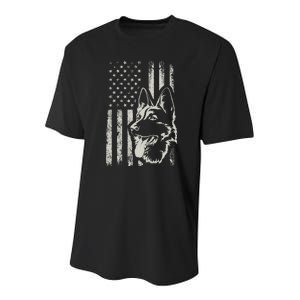 Patriotic German Shepherd AMERICAN FLAG 4th Of July Shepherd Youth Performance Sprint T-Shirt