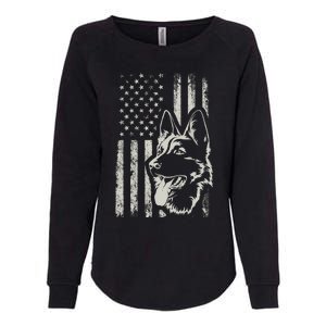 Patriotic German Shepherd AMERICAN FLAG 4th Of July Shepherd Womens California Wash Sweatshirt