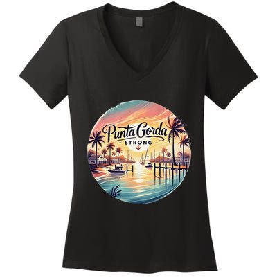 Punta Gorda Strong Milton Relief Women's V-Neck T-Shirt