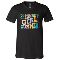 Pregnant Girl Summer Retro Pregnant Girl V-Neck T-Shirt