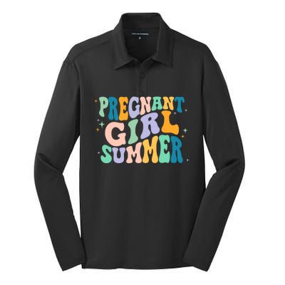 Pregnant Girl Summer Retro Pregnant Girl Silk Touch Performance Long Sleeve Polo