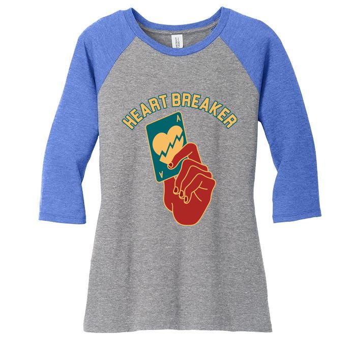 Poker Gambler Solitaire Playing Card Heartbreaker Valentines Great Gift Women's Tri-Blend 3/4-Sleeve Raglan Shirt