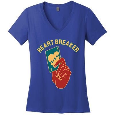 Poker Gambler Solitaire Playing Card Heartbreaker Valentines Great Gift Women's V-Neck T-Shirt