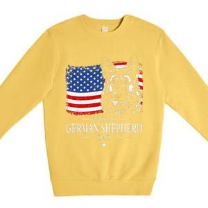 Proud German Shepherd Dad American Flag Patriotic Dog Gift Premium Crewneck Sweatshirt