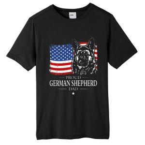 Proud German Shepherd Dad American Flag Patriotic Dog Gift Tall Fusion ChromaSoft Performance T-Shirt