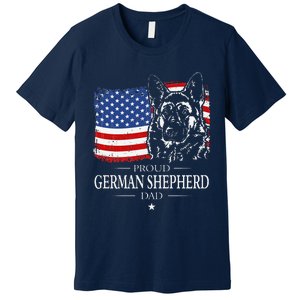 Proud German Shepherd Dad American Flag Patriotic Dog Gift Premium T-Shirt