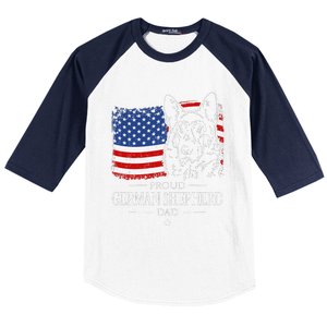 Proud German Shepherd Dad American Flag Patriotic Dog Gift Baseball Sleeve Shirt