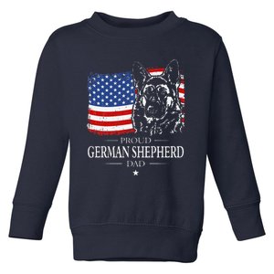 Proud German Shepherd Dad American Flag Patriotic Dog Gift Toddler Sweatshirt