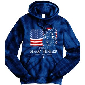 Proud German Shepherd Dad American Flag Patriotic Dog Gift Tie Dye Hoodie