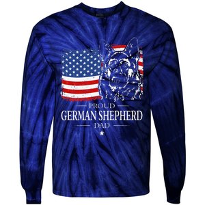 Proud German Shepherd Dad American Flag Patriotic Dog Gift Tie-Dye Long Sleeve Shirt