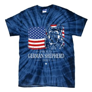 Proud German Shepherd Dad American Flag Patriotic Dog Gift Tie-Dye T-Shirt