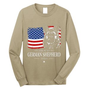 Proud German Shepherd Dad American Flag Patriotic Dog Gift Long Sleeve Shirt